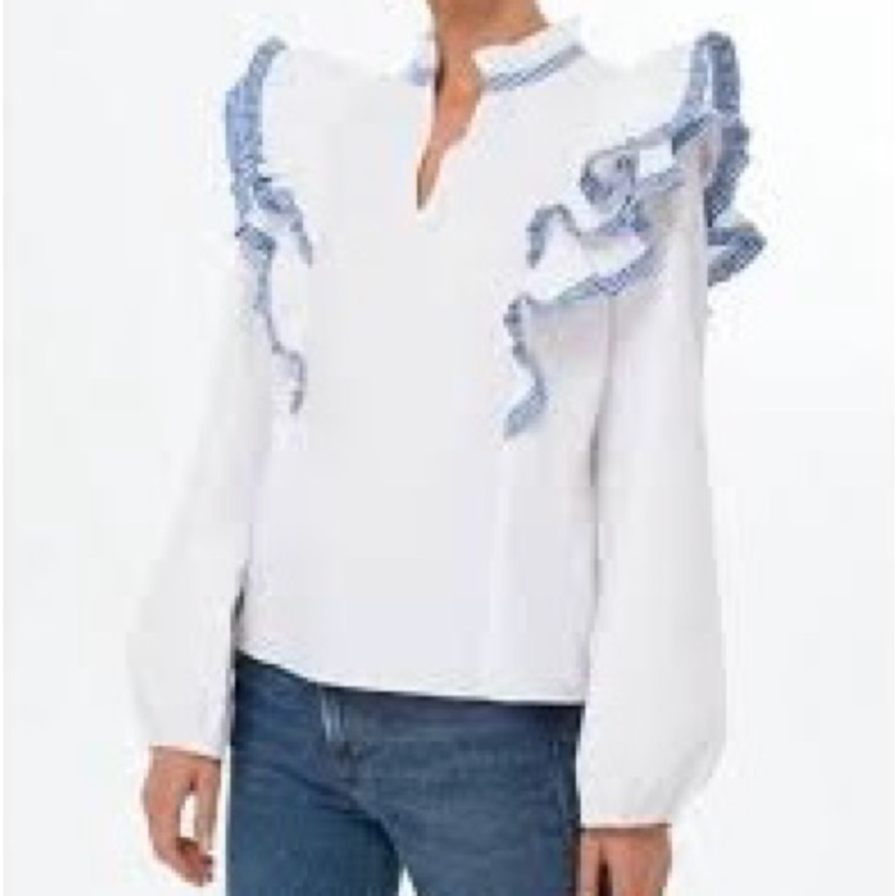 Blue Gingham Ruffle Holly Blouse
